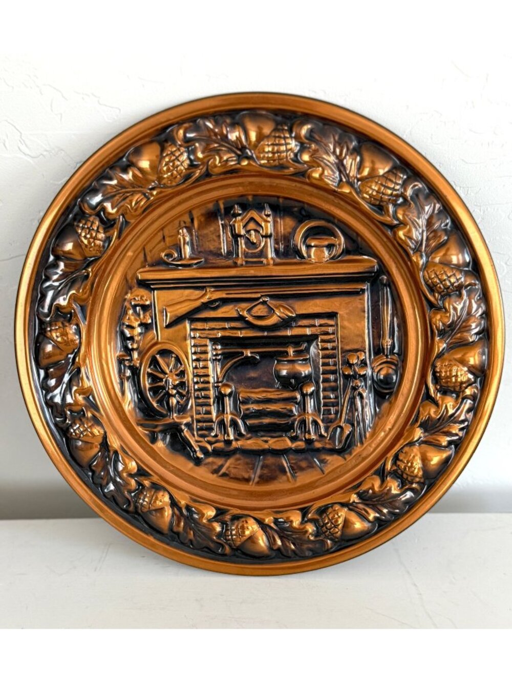 Coppercraft Guild Vintage Copper Plate Wall Hanging Pioneer Fireplace